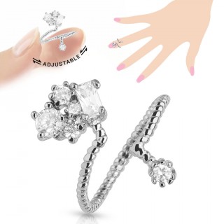 Bague d'ongle fantaisie en laiton rhodi�