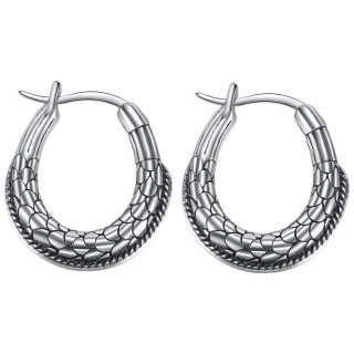 Boucle d'oreilles acier aspect �cailles de dragon (paire)
