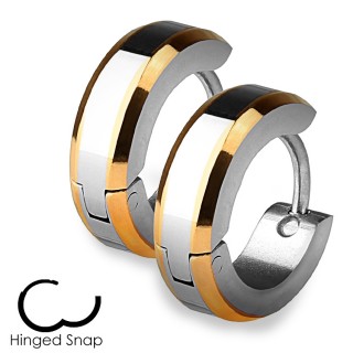 Boucles d'oreille acier � bordures biseaut�es cuivr�es