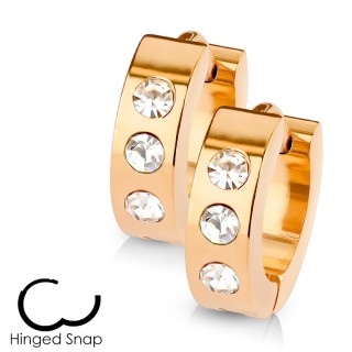 Boucles d'oreille cuivr�es � trio de strass