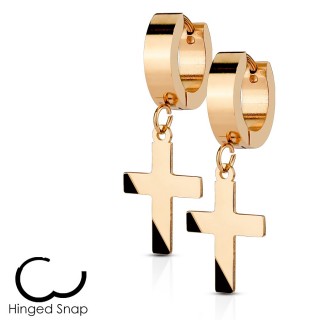 Boucles d'oreille cuivr�es acier � pendentif croix