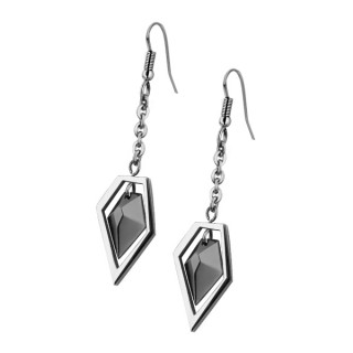 Boucles d'oreilles acier � pointes design en pendentif