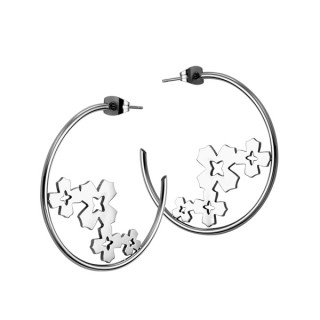 Boucles d'oreilles acier cr�oles � quatre fleurs