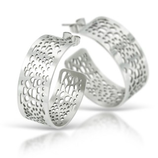 Boucles d'oreilles acier demi-cr�oles ajour�es