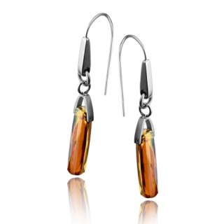 Boucles d'oreilles acier design � cristal ambr�