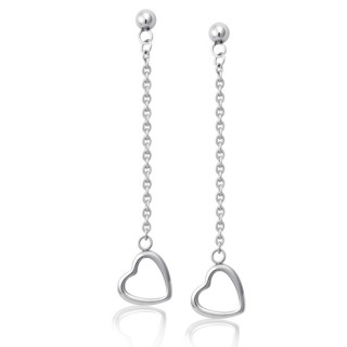 Boucles d'oreilles acier pendant coeur et chaine