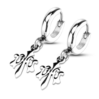 Boucles d'oreilles anneaux � fleur de Lys