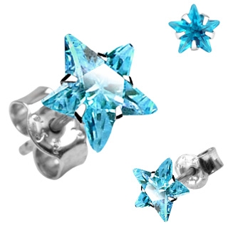 Boucles d'oreilles argent � �toile bleu