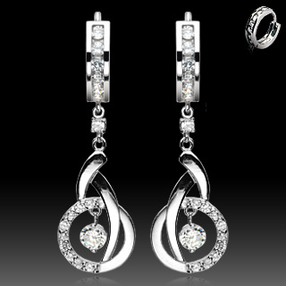 Boucles d'oreilles argent cercle et lignes courb�es