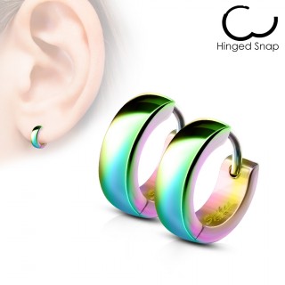 Boucles d'oreilles bomb�es arc en ciel en acier (paire)