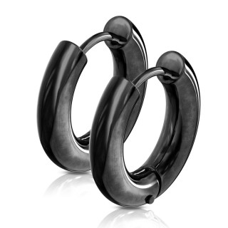 Boucles d'oreilles cr�oles �paisses noires en acier (paire)