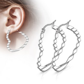 Boucles d'oreilles cr�oles ondul�es en acier (paire)
