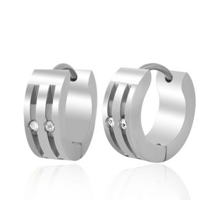 Paire de boucles d'oreilles mixtes � encoches serties