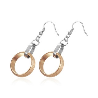 Boucles d'oreilles pendantes � anneaux sabl�s cuivr�s