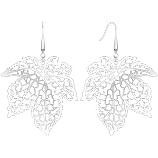 Boucles d'oreilles pendantes � feuille d'�rable ajour�e