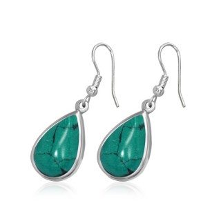 Boucles d'oreilles pendantes � gouttes turquoise