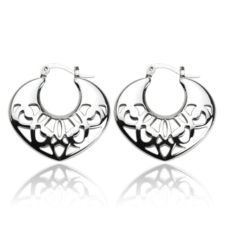Boucles d'oreilles pendantes croissant de lune et coeurs