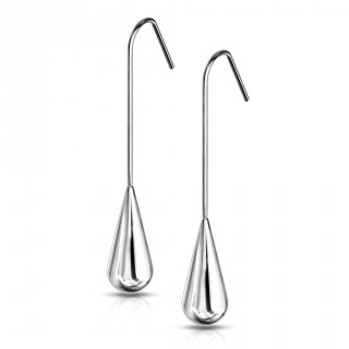 Boucles d'oreille acier � goutte suspendue (paire)