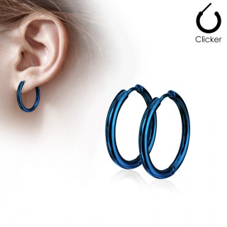 Boucles d'oreille cr�oles en acier plaqu� IP - Bleu