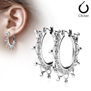 Boucles d'oreille cr�oles larges � coeurs vintages