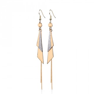 Boucles d'oreilles acier cuivr�es � duo de triangles strass (paire)