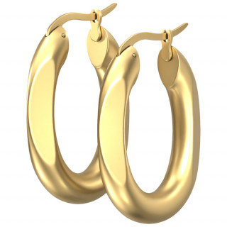 Boucles d'oreilles anneaux ovales �pais en acier dor� m�t