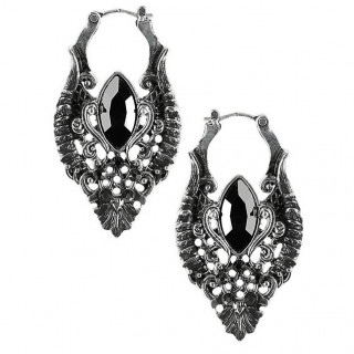 Boucles d'oreilles argent�es � pierre en amande et pentacle - Restyle