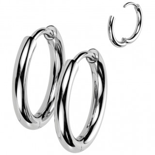 Boucles d'oreilles cr�oles argent�es � charni�re en Titane (Paire)