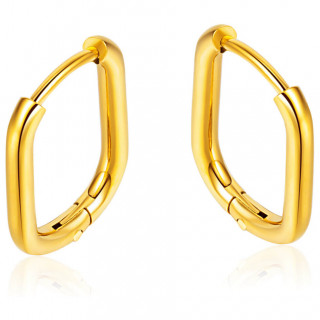 Boucles d'oreilles cr�oles carr�es arrondies dor�es en acier