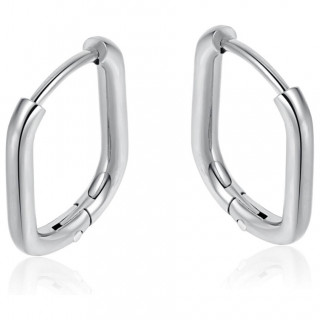 Boucles d'oreilles cr�oles carr�es arrondies en acier