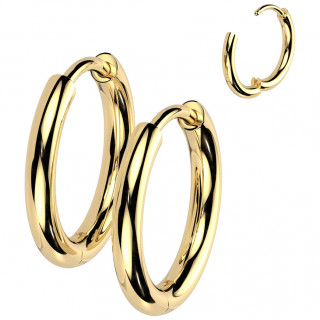 Boucles d'oreilles cr�oles dor�es argent�es � charni�re en Titane (Paire)