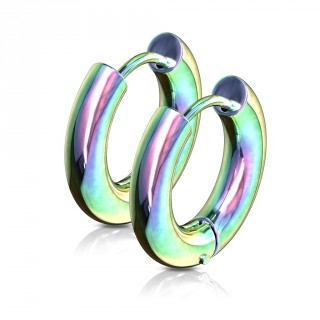Boucles d'oreilles cr�oles �paisses arc en ciel en acier (paire)