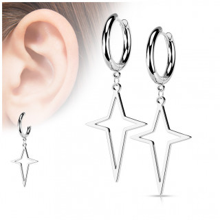 Boucles d'oreilles cr�oles � �toile abstraite en acier Argent�