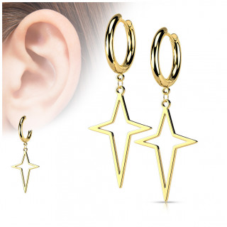 Boucles d'oreilles cr�oles � �toile abstraite en acier Dor�