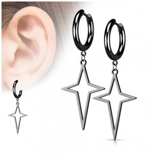 Boucles d'oreilles cr�oles � �toile abstraite en acier Noir