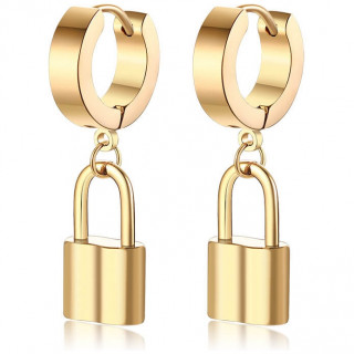 Boucles d'oreilles dor�es cr�oles en acier � cadenas (Paire)