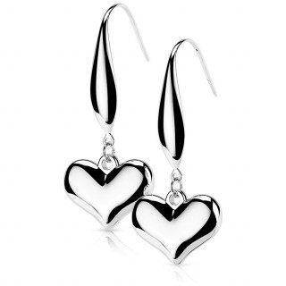 Boucles d'oreilles en acier � coeur suspendu