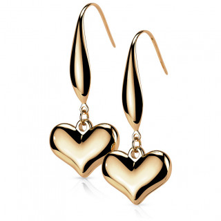 Boucles d'oreilles en acier Cuivr� � coeur suspendu