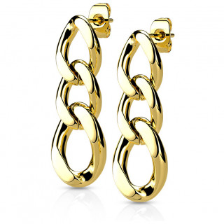 Boucles d'oreilles en acier Dor� � maillons de chaine