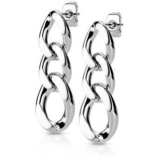 Boucles d'oreilles en acier � maillons de chaine