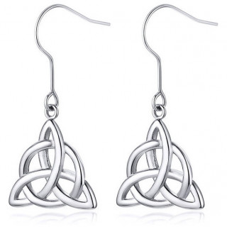 Boucles d'oreilles � pendant noeud celtique triquetra en acier