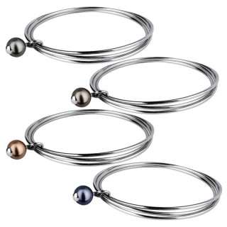 Bracelet � trois anneaux d'acier et perle