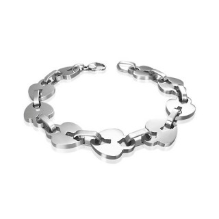 Bracelet acier � maillons cadenas en coeurs