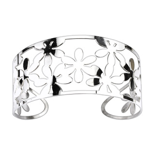 Bracelet acier modulable ajour� � fleurs
