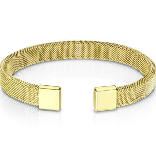 Bracelet dor� semi-rigide � mailles d'acier