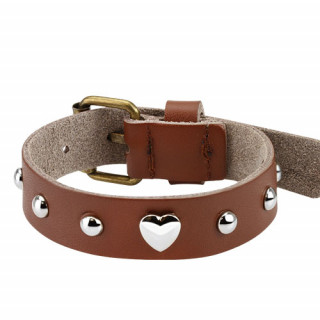 Bracelet en cuir avec inserts d�mes et coeurs