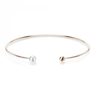Bracelet femme jonc perl� en acier cuivr� par ionisation