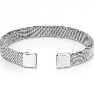 Bracelet inox semi-rigide � mailles d'acier