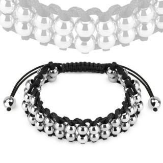 Bracelet mixte en corde avec perles en acier argent�es