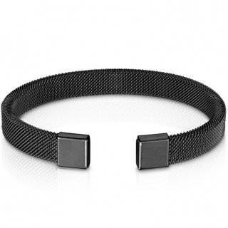 Bracelet noir semi-rigide � mailles d'acier